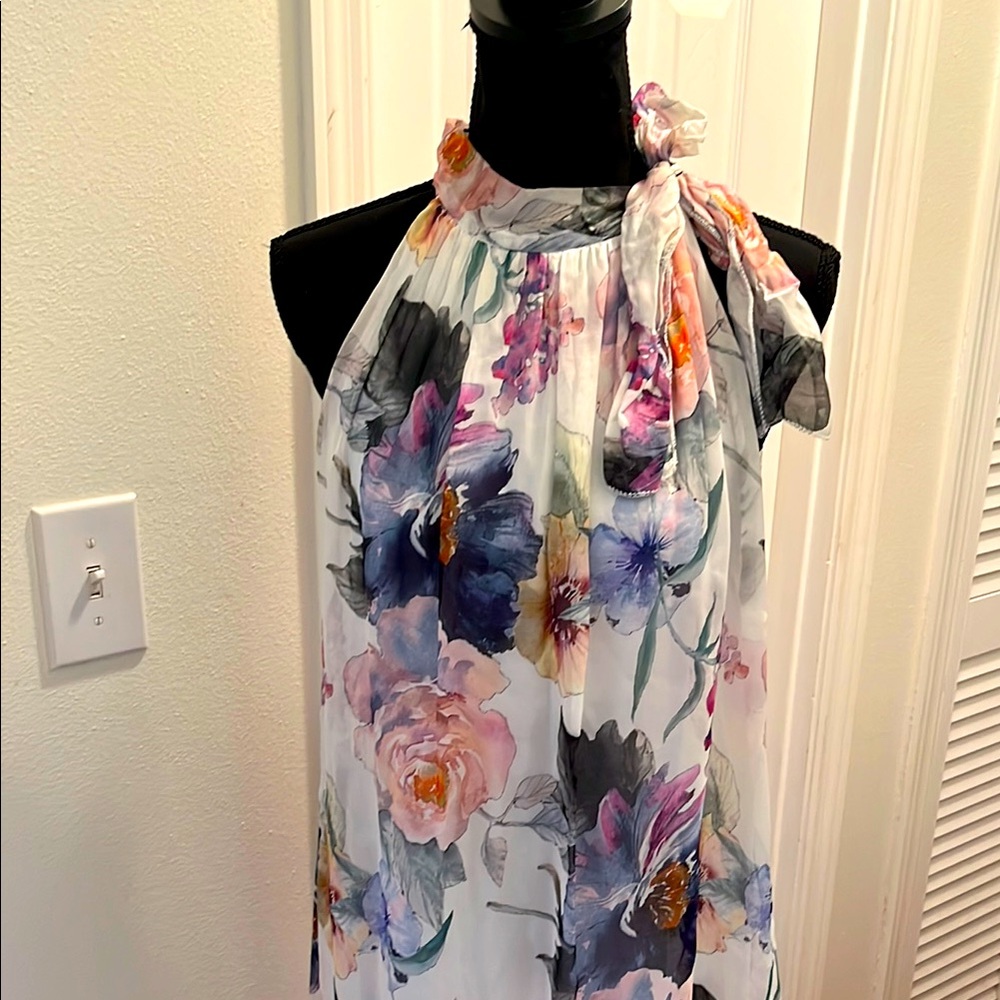 Scandal Italy Beth Italian Silk Floral Halter Neck Dress
